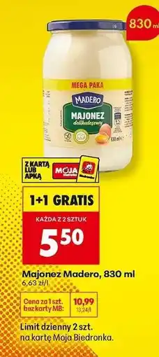 Biedronka Majonez Madero, 830 ml oferta