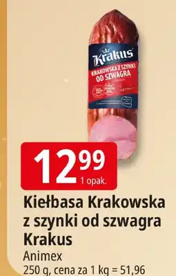 E.Leclerc Kiełbasa Krakowska z szynki od szwagra Krakus Animex oferta