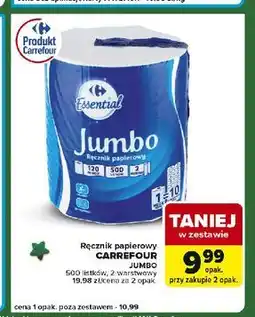 Carrefour Express Ręcznik papierowy jumbo Carrefour Essential oferta