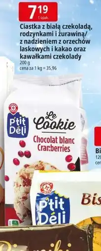E.Leclerc Ciasteczka z kawałkami orzechów w karmelu i czekolady Wiodąca Marka P'tit Deli oferta