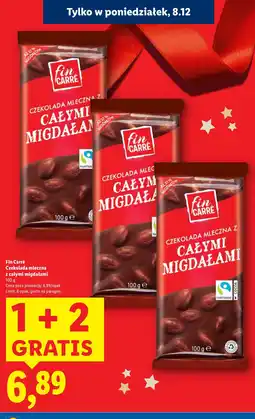 Lidl Czekolada mleczna z całymi migdałami Fin Carré oferta