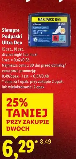 Lidl Siempre Podpaski Ultra Deo oferta