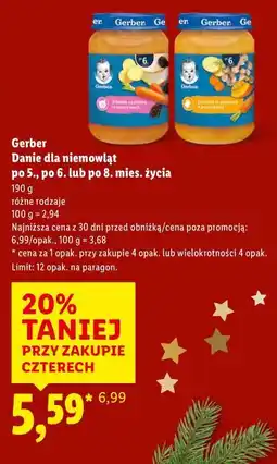 Lidl Gerber Danie dla niemowląt po 5., po 6. lub po 8. mięs. życia oferta