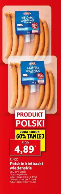 Lidl Kiełbaski wiedeńskie 1 SZT 500 G oferta