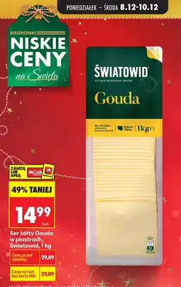 Biedronka Ser żółty Gouda w plastrach Światowid, 1 kg oferta