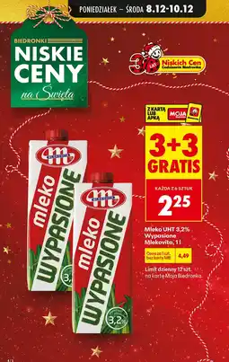 Biedronka Mleko UHT wypasione Mlekovita 3,2% 1l oferta