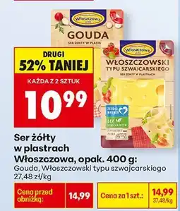 Biedronka Ser żółty w plastrach Włoszczowa, opak. 400 g: Gouda, Włoszczowski typu szwajcarskiego oferta
