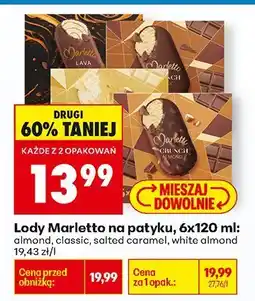 Biedronka Lody Marletto na patyku white almond 6x120ml oferta