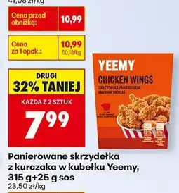Biedronka Panierowane skrzydełka z kurczaka w kubełku Yeemy, 315 g+25 g sos oferta