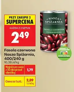 Biedronka Fasola czerwona Nasza Spiżarnia, 400/240 g oferta