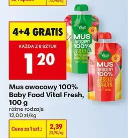 Biedronka Mus owocowy 100% Baby Food Vital Fresh, 100 g (różne rodzaje) oferta
