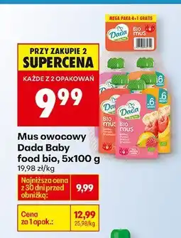 Biedronka Mus owocowy Dada Baby food bio, 5x100 g oferta