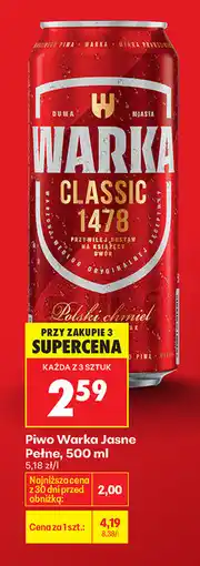 Biedronka Piwo Warka Jasne Pełne, 500 ml oferta