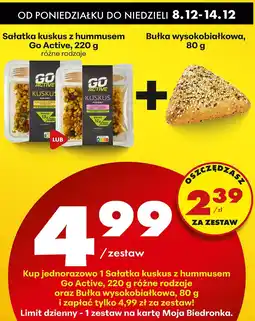 Biedronka Zestaw Sałatka kuskus z hummusem Go Active i Bułka wysokobiałkowa Biedronka oferta