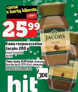 Topaz Kawa rozpuszczalna Jacobs Crema/Cronat Gold 200g oferta