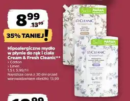 Netto Hipoalergiczne mydło w płynie do rąk i ciała Cream & Fresh Cleanic oferta