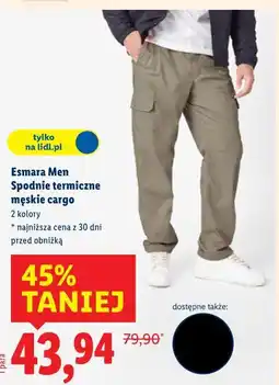 Lidl Spodnie termiczne męskie cargo oferta