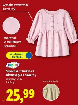 Lidl Sukienka sztruksowa niemowlęca z bawełną oferta