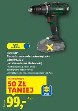 Lidl Akumulatorowa wiertarko wkrętarka udarowa, 20 V (bez akumulatora i ładowarki oferta