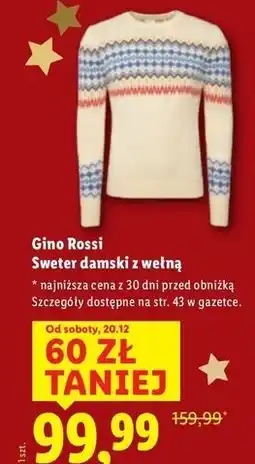 Lidl Sweter damski z wełną Gino Rossi oferta