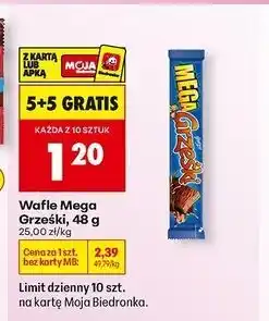 Biedronka Wafelek kakaowy w czekoladzie deserowej Grześki Mega oferta