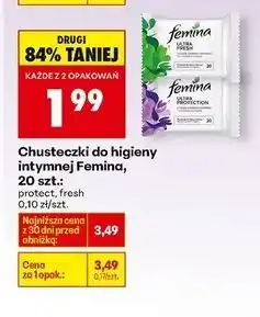 Biedronka Chusteczki do higieny intymnej protect Femina oferta