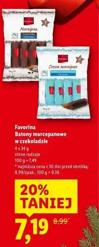 Lidl Batony marcepanowe słony karmel w czekoladzie Favorina oferta