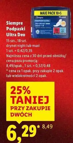 Lidl Podpaski maxi Siempre oferta