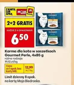 Biedronka Karma dla kota mięsny duet Purina Gourmet Perle oferta