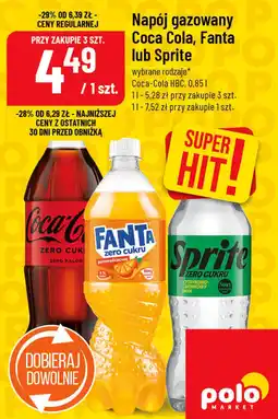 Polomarket Napój gazowany Coca Cola, Fanta lub Sprite (wybrane rodzaje) oferta