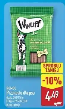 ALDI Przekąska dla psa z kaczką i indykiem Wwuff oferta