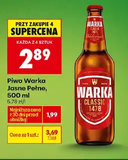 Biedronka Piwo Warka Jasne Pełne oferta
