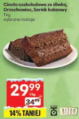 Delikatesy Centrum Ciasto czekoladowe ze śliwką, Orzechowiec, Sernik kakaowy Delikatesy Centrum oferta