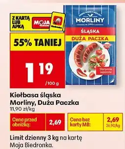 Biedronka Kiełbasa śląska Duża Paczka Morliny oferta