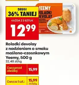 Biedronka Roladki devolay z nadzieniem o smaku maślano-czosnkowym Yeemy oferta