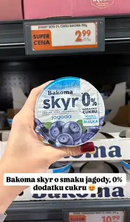 Biedronka Jogurt Bakoma Skyr 0% o smaku jagoda dodatku cukru oferta