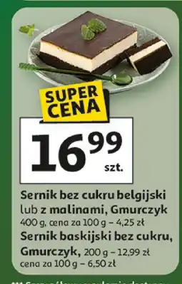 Auchan Sernik bez cukru belgijski lub z malinami, Gmurczyk oferta
