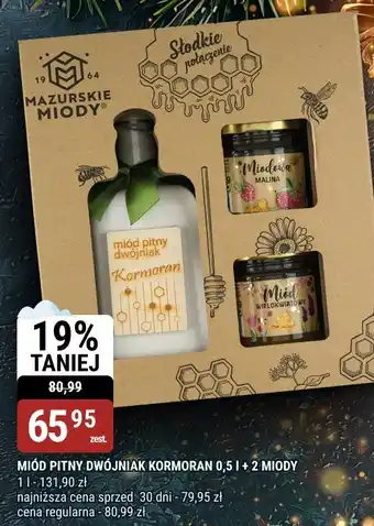 Miód pitny dwójniak Kormoran 0,5l + 2 miody Mazurskie Miody