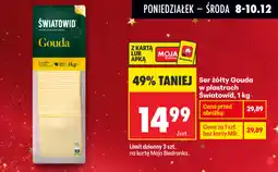 Biedronka Ser żółty Gouda w plastrach Światowid, 1kg oferta