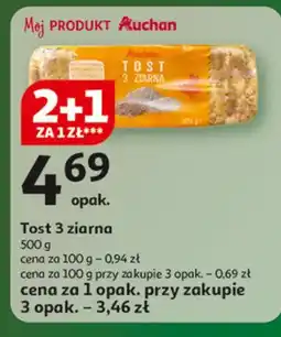 Auchan Chleb tostowy 3 ziarna Auchan oferta
