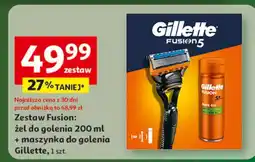 Auchan Zestaw w pudełku fusion 5: żel do golenia 200 ml + maszynka Gillette oferta