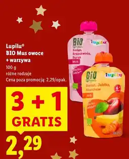 Lidl Mus owoce + warzywa 3+1 GRATIS Lupilu oferta