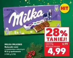Kaufland Batoniki mini z nadzieniem mlecznym MILKINIS MILKA oferta