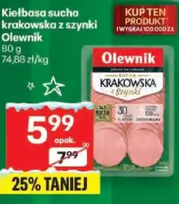 Delikatesy Centrum Kiełbasa sucha krakowska z szynki 80 g Olewnik oferta