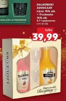 Kaufland Likier classic + likier truskawka kieliszki Dalkowski Advocaat oferta