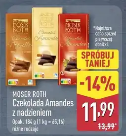 ALDI Czekolada Amandes z nadzieniem Moser Roth oferta