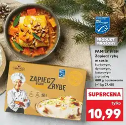 Kaufland Zapiecz rybę w sosie FAMILY FISH kurkowym, dyniowym, lazurowym z gruszką 400 g opakowanie oferta