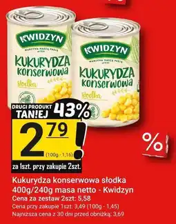 Hitpol Kukurydza konserwowa słodka 400g/240g masa netto - Kwidzyn oferta