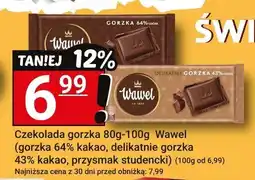 Hitpol Czekolada gorzka 80g-100g Wawel (gorzka 64% kakao, delikatesna gorzka 43% kakao, przysmak studencki) oferta