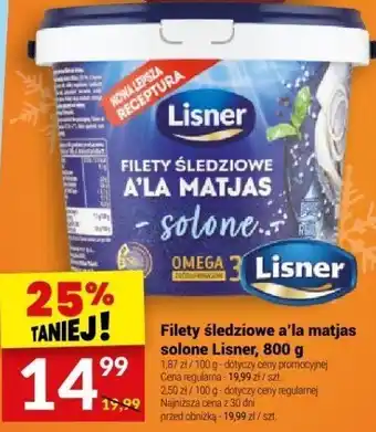 Filety śledziowe a'la matjas solone Lisner, 800 g